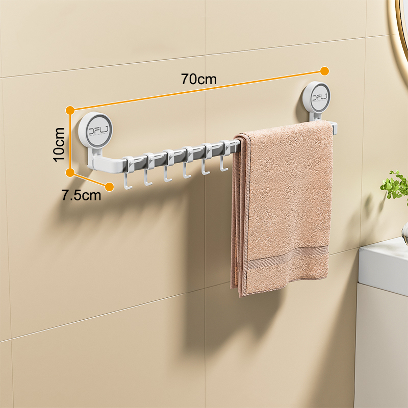 towel bar suction cup with 6 hooks