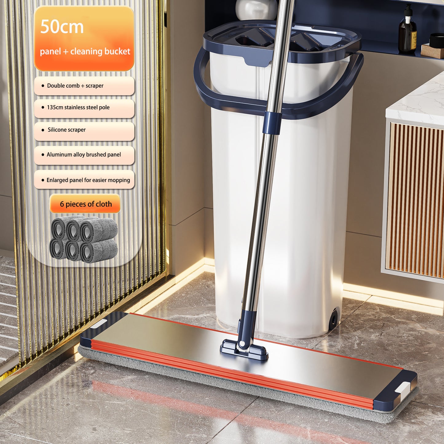 Tidytech flat mop with clean and dirty water bucket set