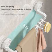 towel bar suction cup with 6 hooks