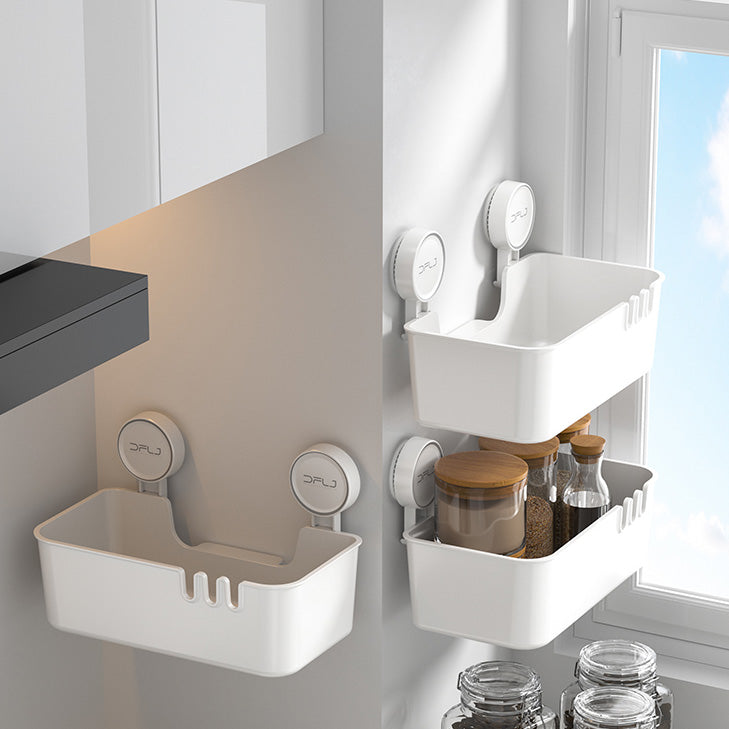 suction cup wall mounted plastic bathroom shower shelf