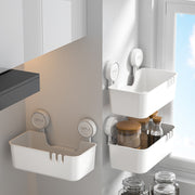 suction cup wall mounted plastic bathroom shower shelf