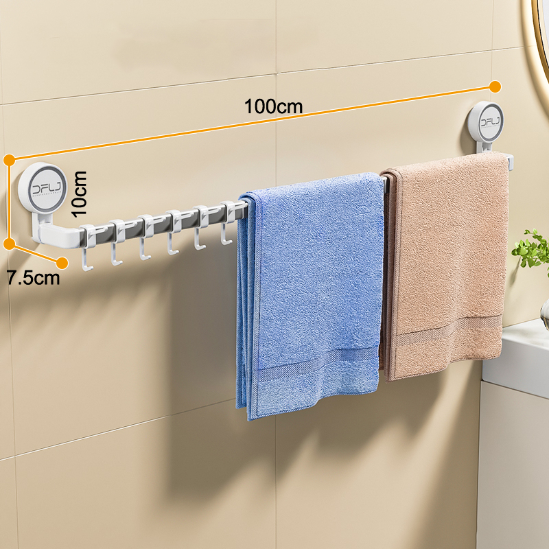 suction cup shower towel bar with 6 hooks