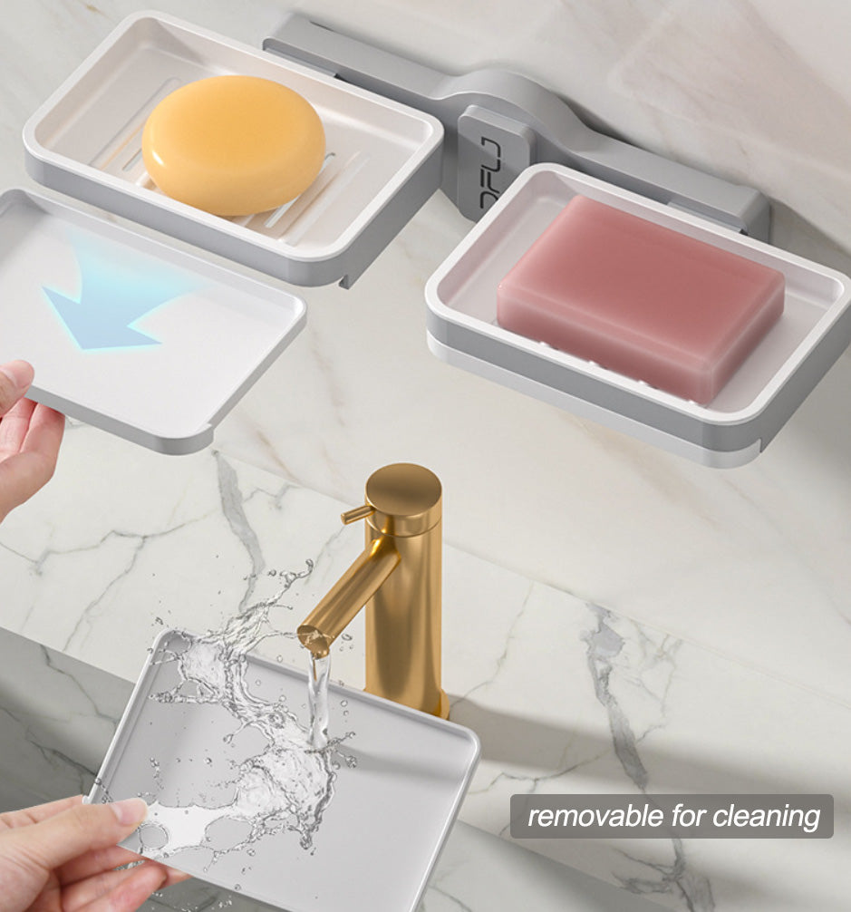 wall mounted shower bath soap holder with drain